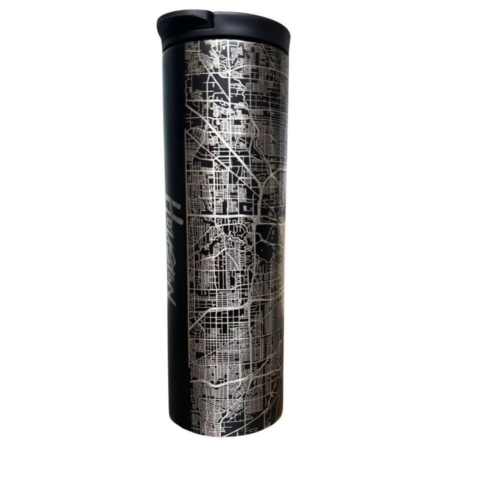 Houston Black Travel Tumbler with City Map Design